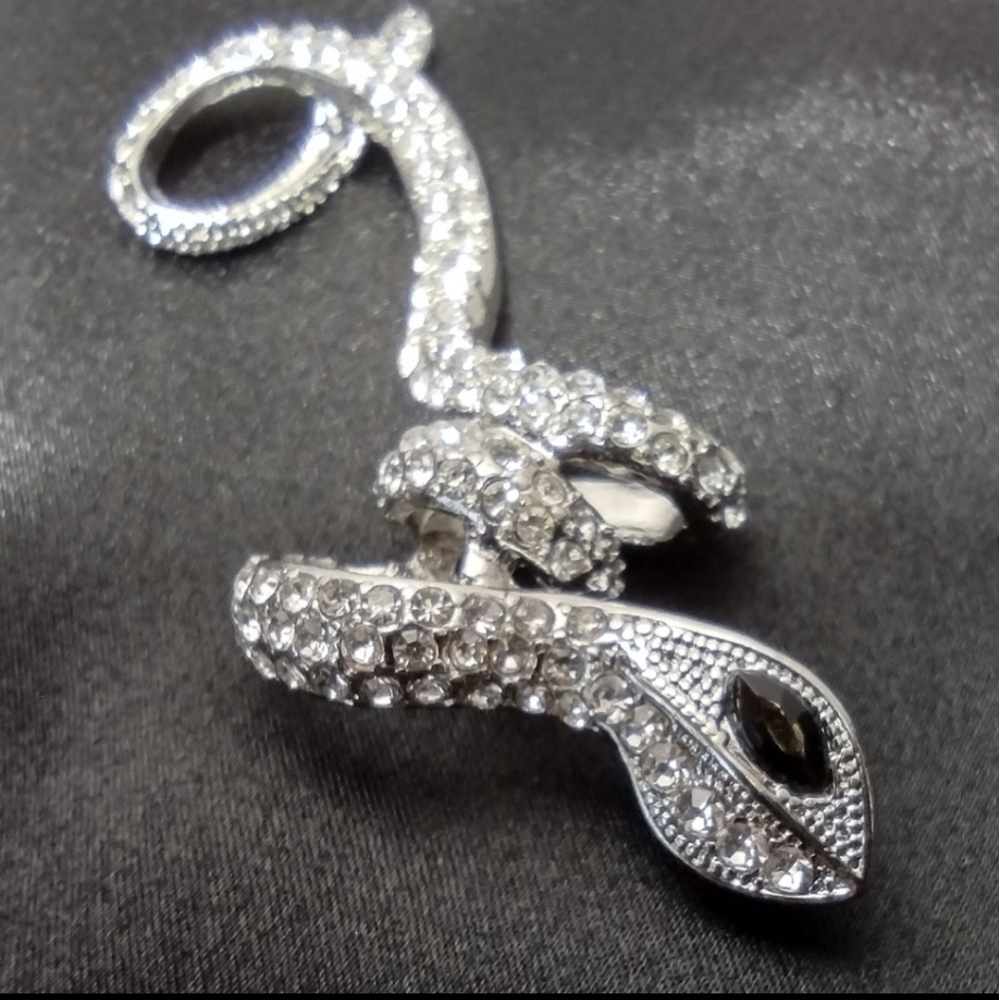 Silver Tone Crystal Snake Pendant NWOT